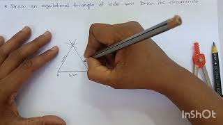 Draw an equilateral triangle of side 4cmDraw its circumcircle [upl. by Emia966]