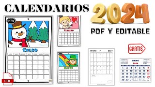 Calendario 2024 para imprimir gratis PDF Y EDITABLE [upl. by Rick]