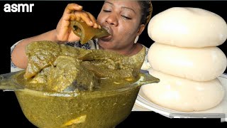 African food mukbang black soup and fufu Nigeria food ASMR [upl. by Judson]