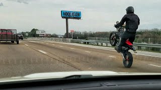 Honda CRF450R SuperMoto Wheelie down the Highway in Traffic  HOOLIGAN [upl. by Olifoet]