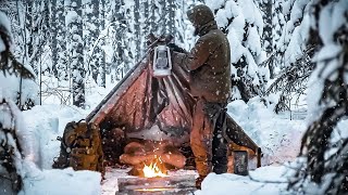 20°C WINTER BUSHCRAFT SURVIVAL • TARP SHELTER • LONG LOG FIRE • NO SLEEPING BAG • MY FAILURE [upl. by Caye]