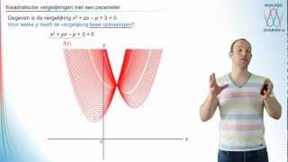 Kwadratische vergelijkingen met een parameter vwo 3  WiskundeAcademie [upl. by Ariec]