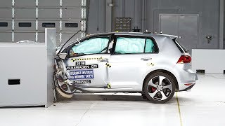 2015 Volkswagen GTI driverside small overlap IIHS crash test [upl. by Ellehcan]