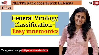 Easy mnemonics General Virology Classification Microbiology mnemonicsCrack NEETPG in 30 days [upl. by Oisor112]