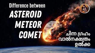 Asteroids Meteoroids and Comets Explained  Meteor Meteorite  Asteroid Hitting Earth  Malayalam [upl. by Ahsikal]