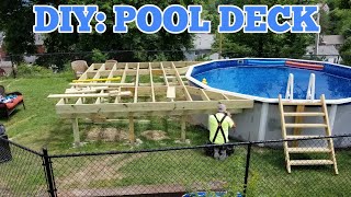 DIY How to build a pool deck under 500 [upl. by Yeslek559]