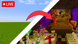 🔴BUILDING THE FNAF 2 PIZZERIA IN MINECRAFT LIVE PART 3 [upl. by Narik]