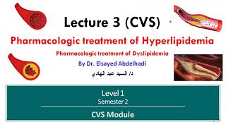 CVS  Lecture 3  Pharmacologic treatment of hyperlipidemia  Dr Elsayed Abdelhadi 2024 [upl. by Joellyn]