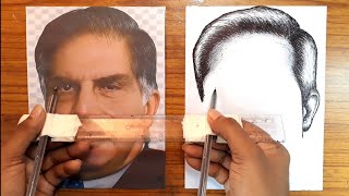 Ratan Tata  Rest in Peace 😭  How to draw a sketch Easy trick [upl. by Ailaza]