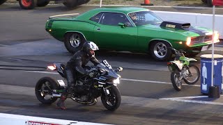 H2R Kawasaki vs 900hp Muscle Car  drag racing [upl. by Okimat644]