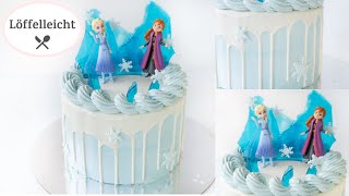 Frozen Torte  Motivtorte mit Anna und Elsa Anleitung [upl. by Luhey]