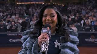 Grammywinning artist Ashanti sings National Anthem before World Series Game 4 [upl. by Cini]