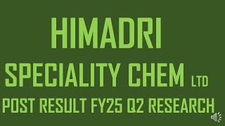 HIMADRI SPECIALITY CHEMICAL LTD  LATEST NEWS ON HIMADRI CHEM LTD  NEWS ON HIMADRI CHEM LTD TODAY [upl. by Nedrud]