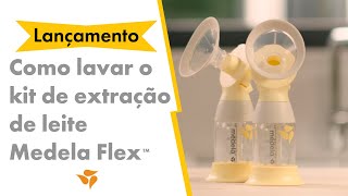 Como lavar o kit de extração de leite Medela Flex  Por Medela Brasil [upl. by Boony]