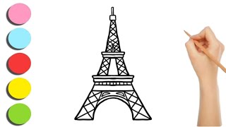 Eiffel Tower Drawing Painting amp Coloring for Kids amp Toddlers  Eiffel Tower Drawing For Kids [upl. by Adaha]