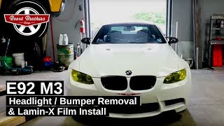 E92 M3 LaminX Install How To Remove Bumper amp Headlights [upl. by Killarney]