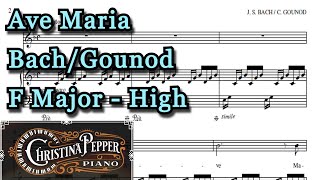 Ave Maria Bach Gounod F Major Piano Accompaniment Karaoke High Voice [upl. by Gipsy]