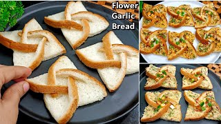 Flower Cheese Garlic Bread  New Snacks Recipes  Garlic Bread Recipe  Bread Snacks  New Recipe [upl. by Alemrac582]