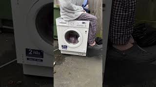 Washing machine Electrolux unbalanced jumping and smashing with broken bearings not my video [upl. by Helbonna467]