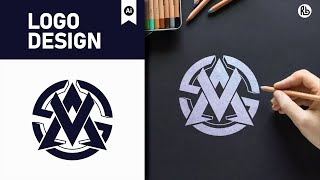 Modern Monogram Logo Design illustrator  Adobe Illustrator Tutorial [upl. by Ttocs]