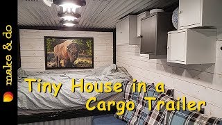 Awesome Tiny House Built in a Cargo Trailer  The Tour [upl. by Anaugahs744]