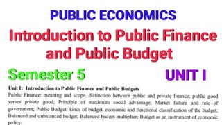 PUBLIC ECONOMICS UNIT I  BA Economics  Semester 5  Notes 📝 [upl. by Concordia]