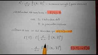 Échantillonnage et estimation  Estimation ponctuelle de la variance [upl. by Atterual]