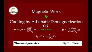 Cooling by adiabatic Demagnetization  Work done in magnetization  Thermodynamics  Lecture 9 [upl. by Haron]