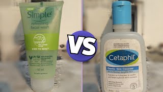 Cetaphil skin cleaner vs simple face wash which one is better 😏 [upl. by Aicilram182]