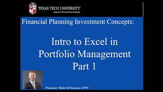 Using Excel in Portfolio Management Part I [upl. by Acinahs]