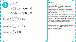 Lineare Funktionen  Marktpreistheorie amp Marktgleichgewicht – Rechnen amp Interpretieren  Übung 6 [upl. by Aenaj688]