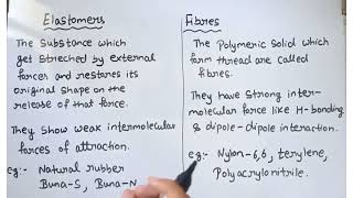 Difference between Elastomers and Fibres [upl. by Kcirdec]