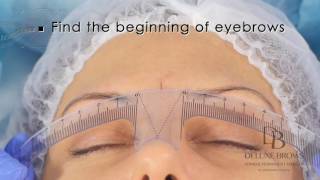 Deluxe Brows® Microblading Tutorial Eyebrows Measurement with ruler [upl. by Harimas]