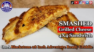 SMASHED Grilled Cheese 4X4 Sandwich On A 28 Inch Blackstone Griddle [upl. by Kuster24]