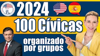 2024 LAS 100 Preguntas cívicas ORGANIZADAS POR GRUPOS versión 2008 En ingles y español [upl. by Tatum295]