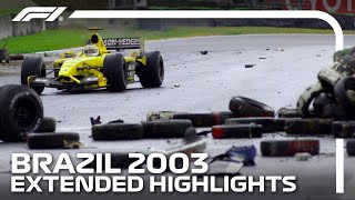 Wet Weather Mayhem In Interlagos  2003 Brazilian Grand Prix  Extended Highlights [upl. by Swanhilda]