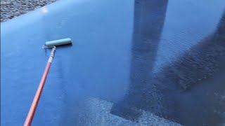 Concrete floor sealing DIY using Lowes brand Valspar sealer [upl. by Nairod]