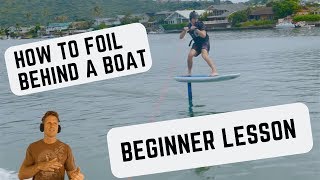 How to Foil behind a boat first timers learning to hydrofoil [upl. by Yenhpad517]