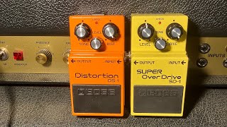 BOSS DS1 Distortion vs BOSS SD1 Overdrive into a Marshall 1987x amp [upl. by Arela]