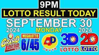 9pm Lotto Result Today September 30 2024 Monday [upl. by Aneel226]