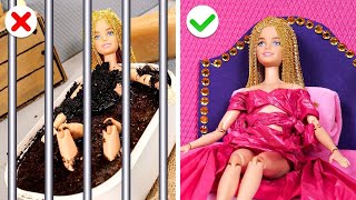 Oh No Barbie Is In Jail Cool Doll’s Gadgets For Doll Makeover [upl. by Bacon]