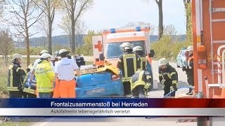 23042014 AN Autofahrerin nach Frontalzusammenstoß bei Herrieden lebensgefährlich verletzt [upl. by Seely765]