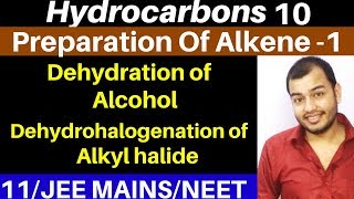 Hydrocarbons 10  Preparation of Alkenes 1  Dehydration Of Alcohols and From Alkyl Halide JEENEET [upl. by Mackey499]