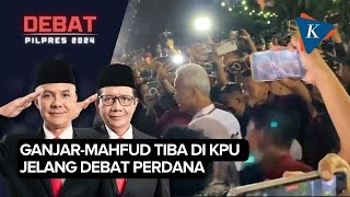 Momen GanjarMahfud Tiba di Acara Debat Perdana KPU [upl. by Esoranna]