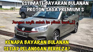 ESTIMATE BAYARAN BULANAN PROTON SAGA PREMIUM S MC2 RED GREY SILVER [upl. by Muryh]