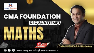 CMA Foundation  MATHS  L 29  Dec 2024  CMA PUSHAKRAJ BEDEKAR SIR [upl. by Atsylak]