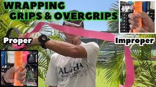 Racquet Tutorial Wrapping a Grip amp Overgrip  Proper amp Improper Tips [upl. by Laurinda]