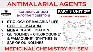 Solution  Antimalarial drugs  Part 3 Unit 2  Medicinal Chemistry 6th Semester [upl. by Oramug]