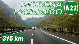 A22  MODENA  BRENNERO  Autostrada del Brennero  Percorso completo [upl. by Eanat]