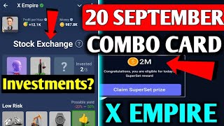 X EMPIRE Musk Empire Daily Combo Investment Cards 20 SEPTEMBER 2024 [upl. by Catlin657]